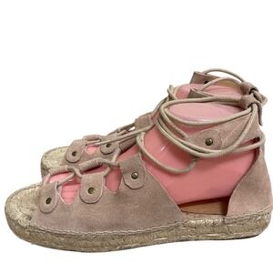 Soludos Sedona Ghillie Espadrille Sandal in Taupe, Size 9 spring Laceup
